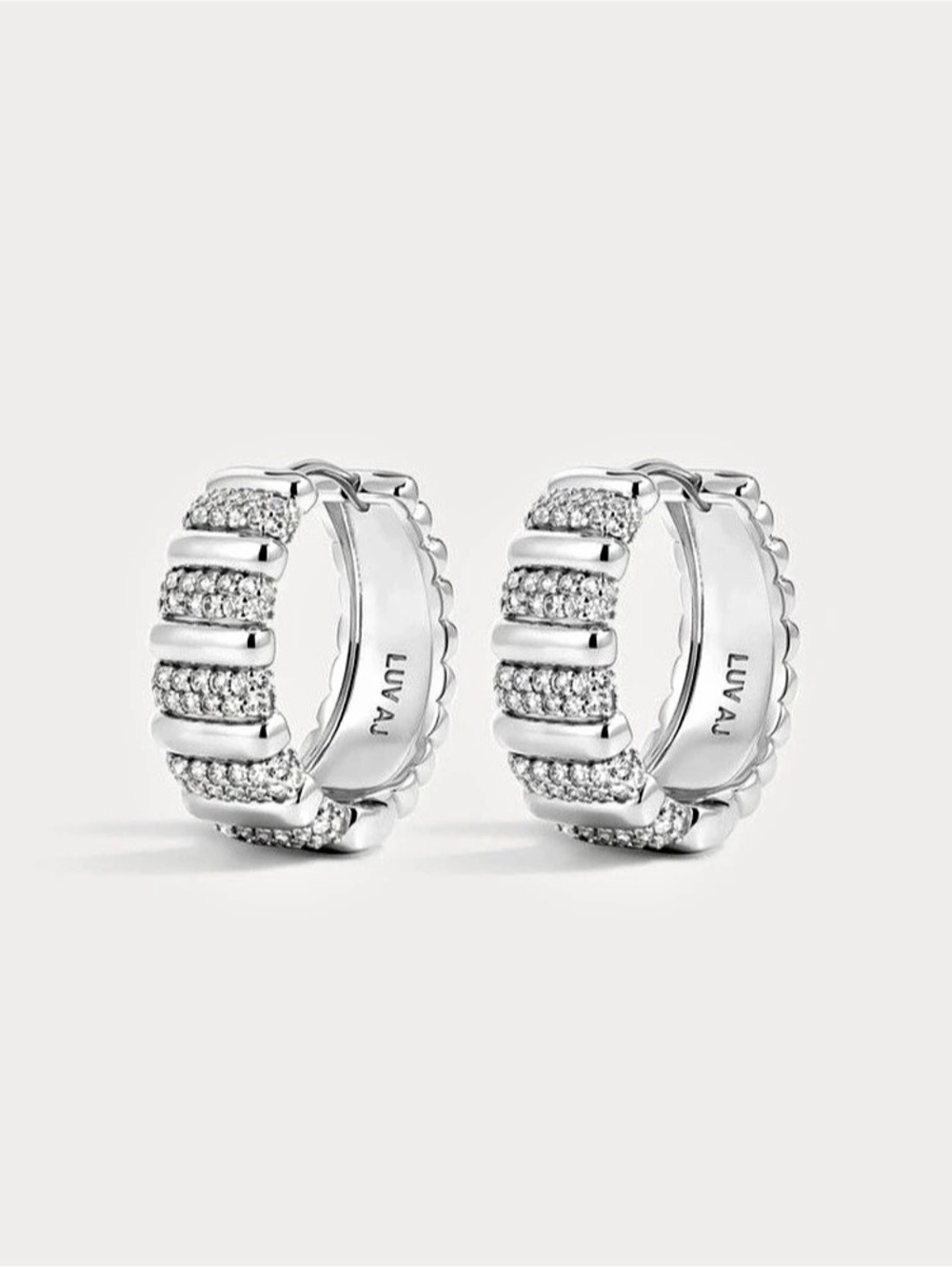 The Pave Marbella Ridged Hoop Silver |LUVAJ